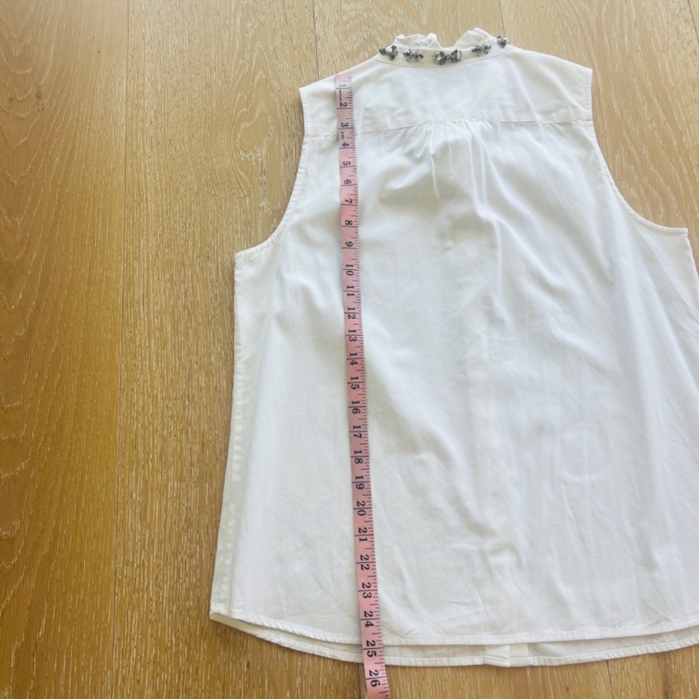 J. Crew Women's Sleeveless White Blouse Embellished Jewel Collar Size 12 - Picture 13 of 15